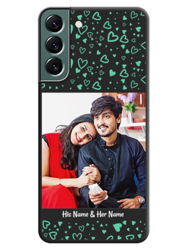 Custom Sea Green Indefinite Love Pattern on Photo on Space Black Soft Matte Mobile Cover - Galaxy S22 Plus 5G