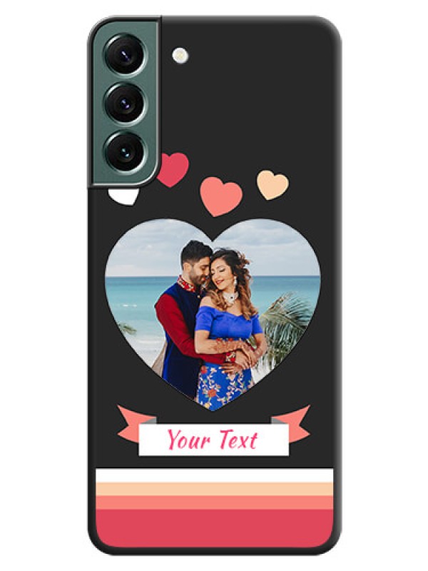 Custom Love Shaped Photo with Colorful Stripes on Personalised Space Black Soft Matte Cases - Galaxy S22 Plus 5G