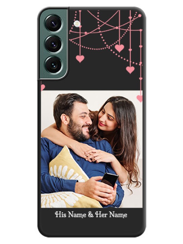 Custom Pink Love Hangings with Text on Space Black Custom Soft Matte Back Cover - Galaxy S22 Plus 5G
