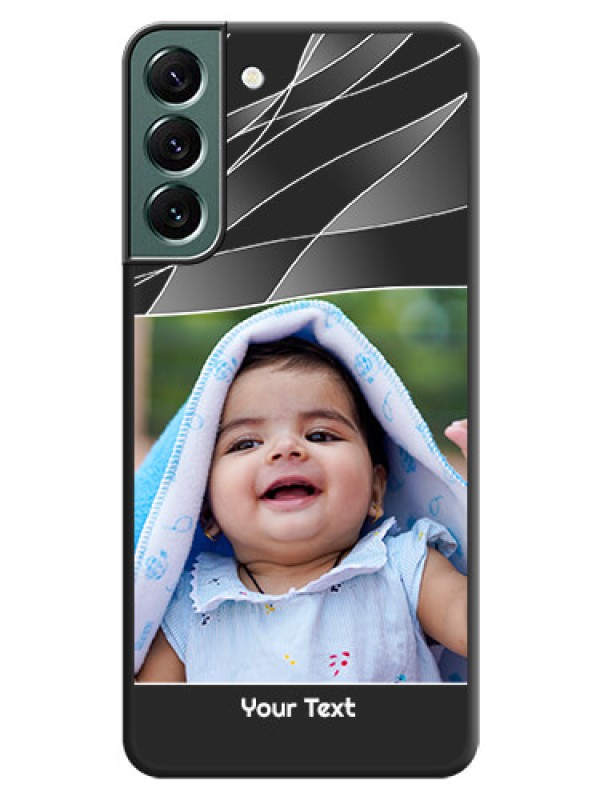 Custom Mixed Wave Lines on Photo on Space Black Soft Matte Mobile Cover - Galaxy S22 Plus 5G