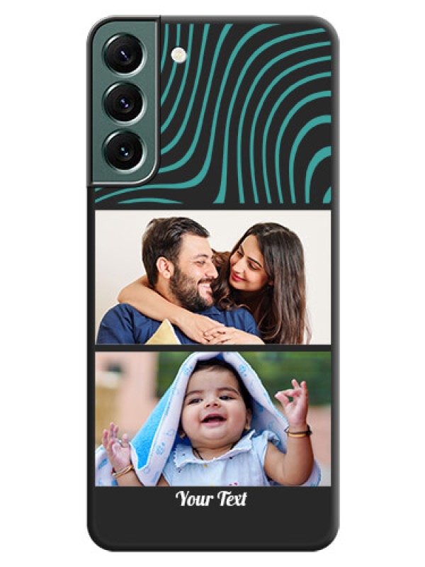 Custom Wave Pattern with 2 Image Holder on Space Black Personalized Soft Matte Phone Covers - Galaxy S22 Plus 5G