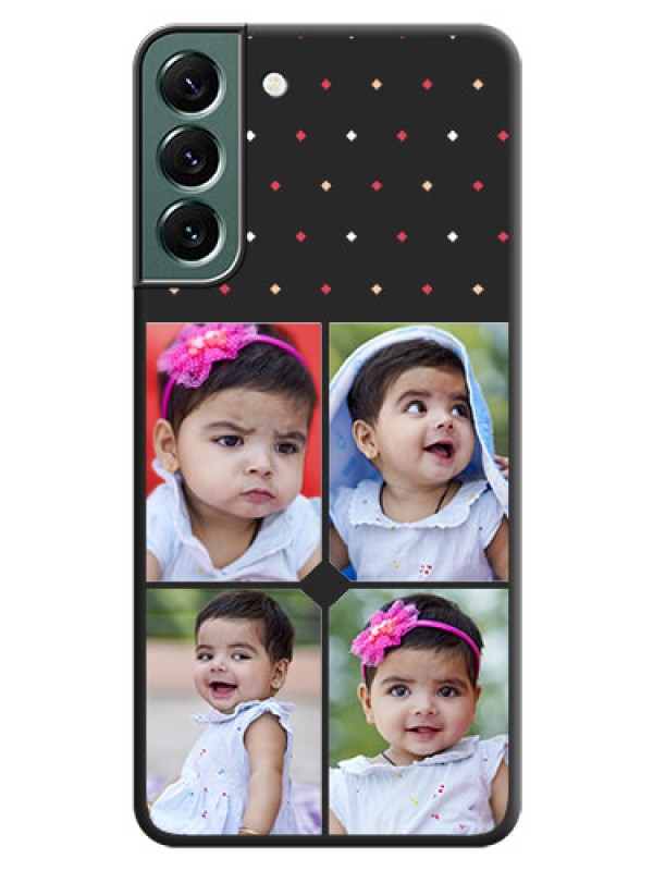Custom Multicolor Dotted Pattern with 4 Image Holder on Space Black Custom Soft Matte Phone Cases - Galaxy S22 Plus 5G
