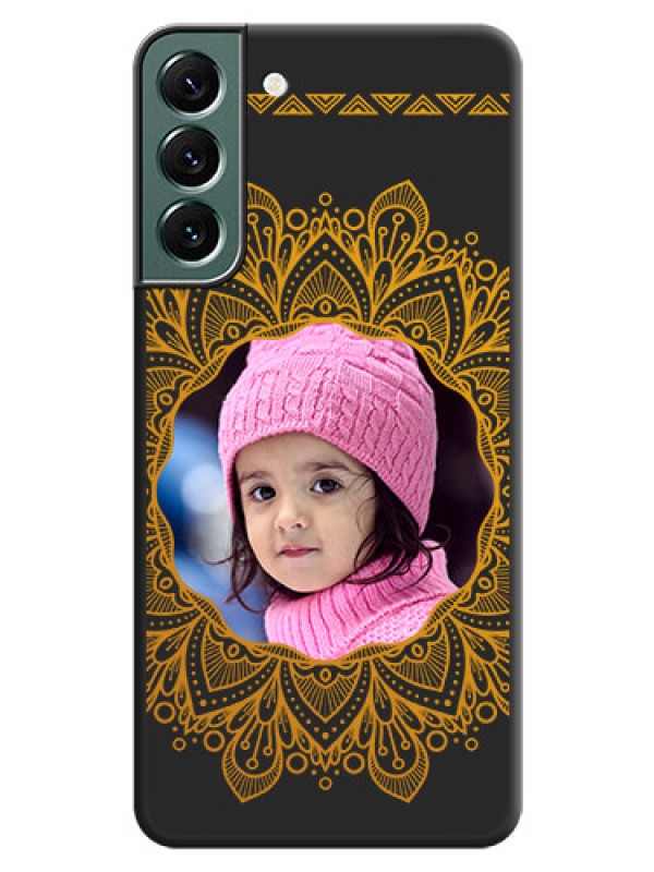 Custom Round Image with Floral Design on Photo on Space Black Soft Matte Mobile Cover - Galaxy S22 Plus 5G