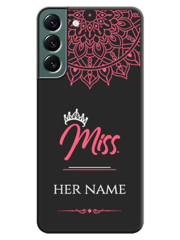 Custom Mrs Name with Floral Design on Space Black Personalized Soft Matte Phone Covers - Galaxy S22 Plus 5G