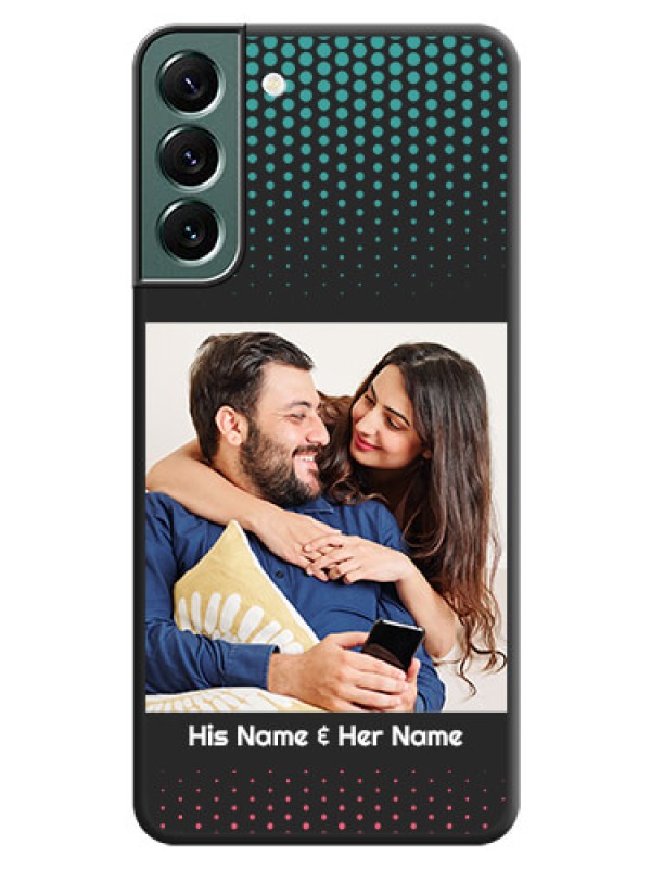 Custom Faded Dots with Grunge Photo Frame and Text on Space Black Custom Soft Matte Phone Cases - Galaxy S22 Plus 5G