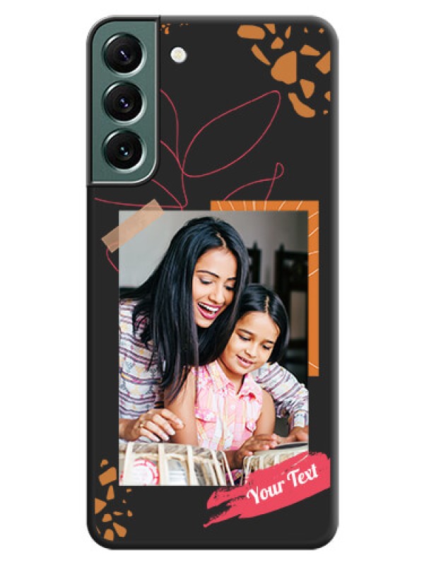 Custom Orange Photo Frame on Space Black Custom Soft Matte Phone Back Cover - Galaxy S22 Plus 5G