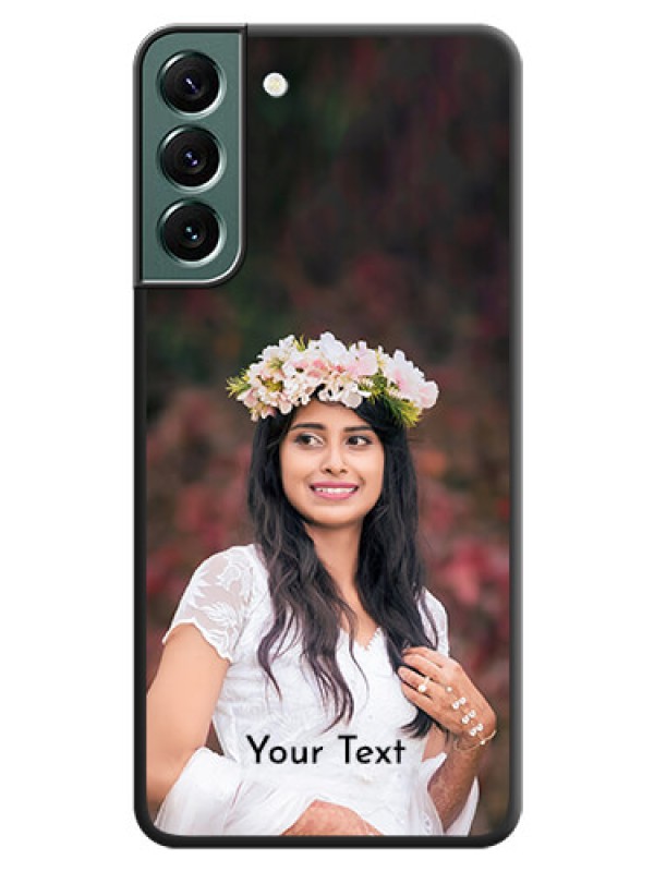 Custom Full Single Pic Upload With Text On Space Black Personalized Soft Matte Phone Covers -Samsung Galaxy S22 Plus 5G