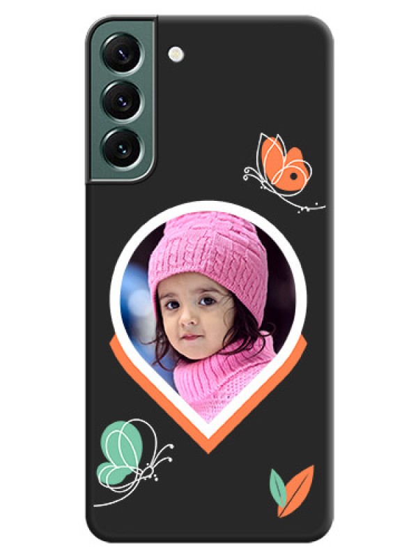 Custom Upload Pic With Simple Butterly Design On Space Black Personalized Soft Matte Phone Covers -Samsung Galaxy S22 Plus 5G