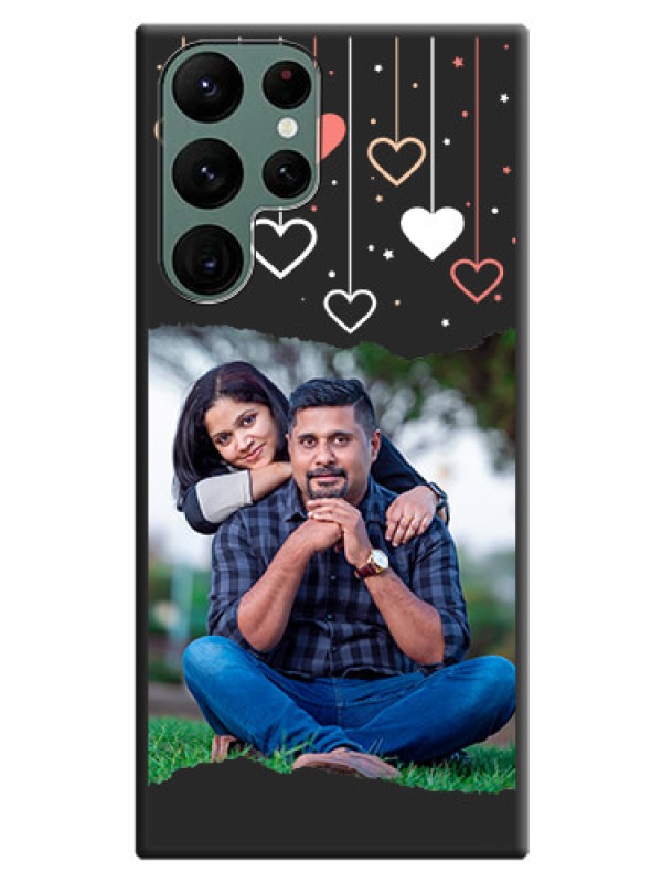 Custom Love Hangings with Splash Wave Picture on Space Black Custom Soft Matte Phone Back Cover - Galaxy S22 Ultra 5G
