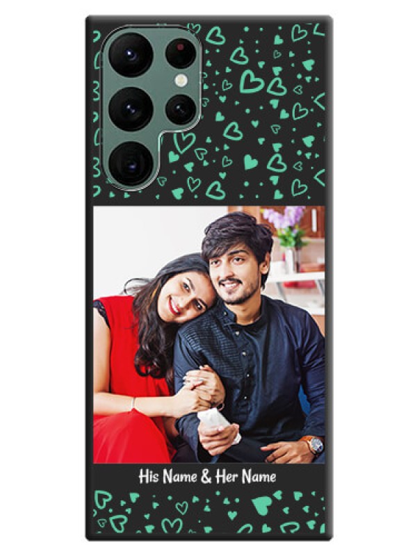 Custom Sea Green Indefinite Love Pattern on Photo on Space Black Soft Matte Mobile Cover - Galaxy S22 Ultra 5G