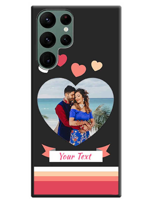 Custom Love Shaped Photo with Colorful Stripes on Personalised Space Black Soft Matte Cases - Galaxy S22 Ultra 5G