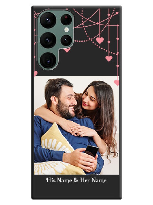 Custom Pink Love Hangings with Text on Space Black Custom Soft Matte Back Cover - Galaxy S22 Ultra 5G