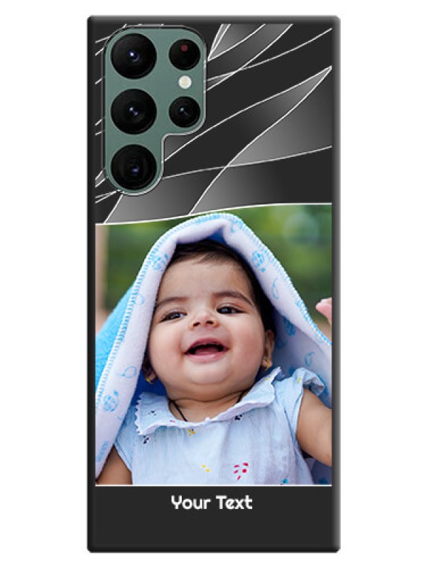 Custom Mixed Wave Lines on Photo on Space Black Soft Matte Mobile Cover - Galaxy S22 Ultra 5G
