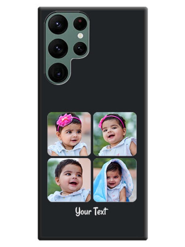 Custom Floral Art with 6 Image Holder on Photo on Space Black Soft Matte Mobile Case - Galaxy S22 Ultra 5G
