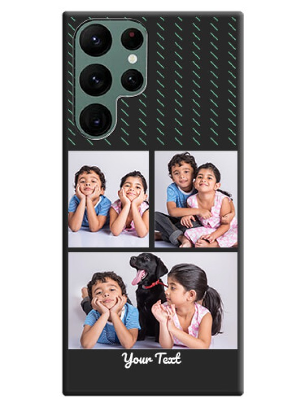 Custom Cross Dotted Pattern with 2 Image Holder on Personalised Space Black Soft Matte Cases - Galaxy S22 Ultra 5G