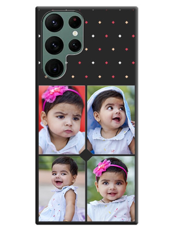 Custom Multicolor Dotted Pattern with 4 Image Holder on Space Black Custom Soft Matte Phone Cases - Galaxy S22 Ultra 5G
