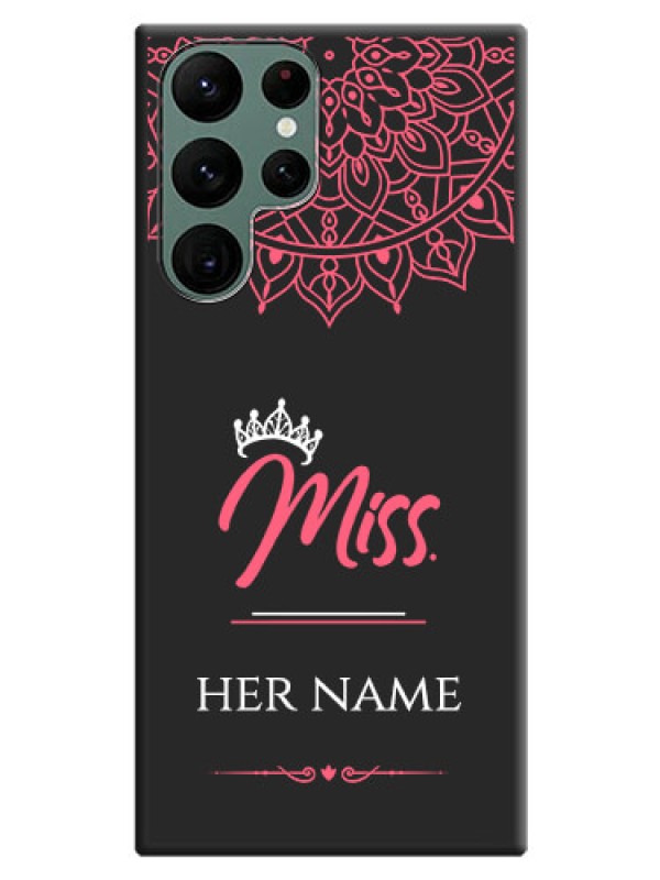 Custom Mrs Name with Floral Design on Space Black Personalized Soft Matte Phone Covers - Galaxy S22 Ultra 5G