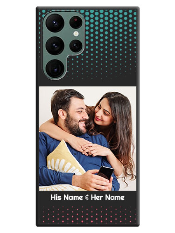 Custom Faded Dots with Grunge Photo Frame and Text on Space Black Custom Soft Matte Phone Cases - Galaxy S22 Ultra 5G