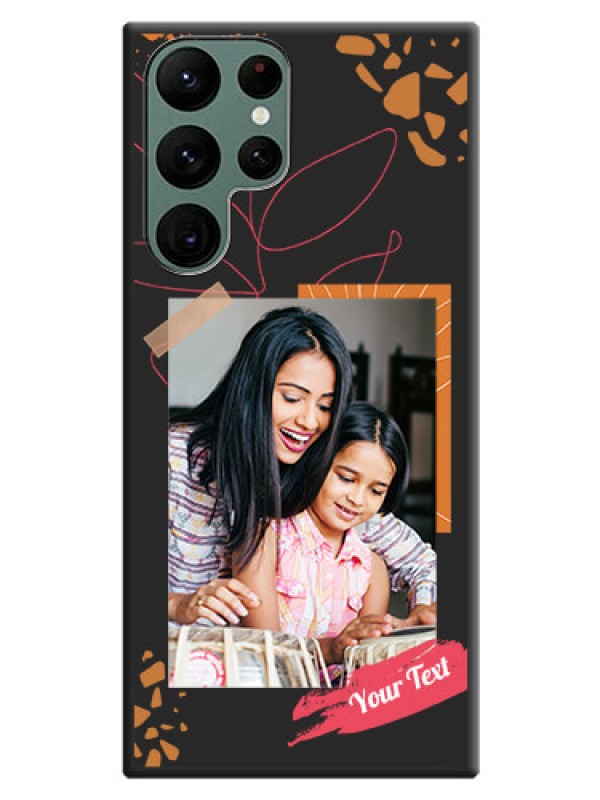 Custom Orange Photo Frame on Space Black Custom Soft Matte Phone Back Cover - Galaxy S22 Ultra 5G
