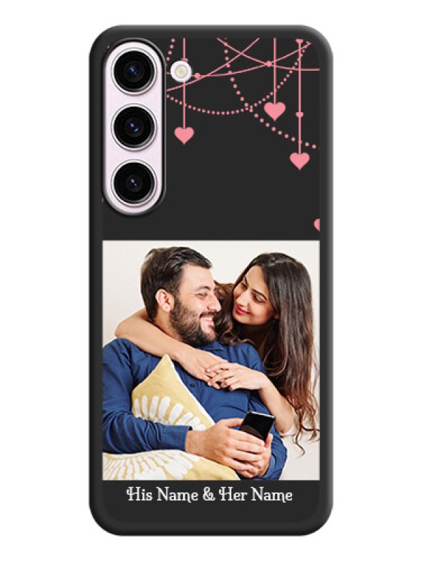 Custom Pink Love Hangings with Text on Space Black Custom Soft Matte Back Cover - Samsung Galaxy S23 5G