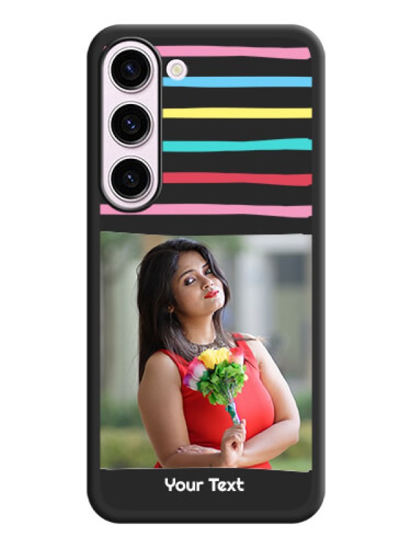 Custom Multicolor Lines with Image on Space Black Personalized Soft Matte Phone Covers - Samsung Galaxy S23 5G