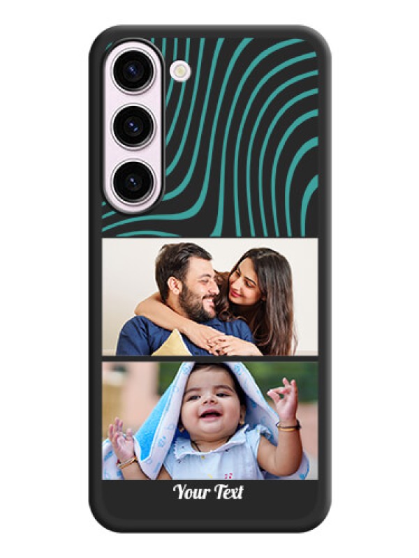 Custom Wave Pattern with 2 Image Holder on Space Black Personalized Soft Matte Phone Covers - Samsung Galaxy S23 5G