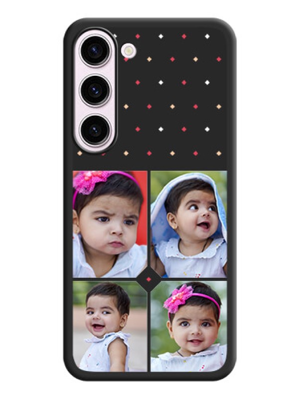 Custom Multicolor Dotted Pattern with 4 Image Holder on Space Black Custom Soft Matte Phone Cases - Samsung Galaxy S23 5G