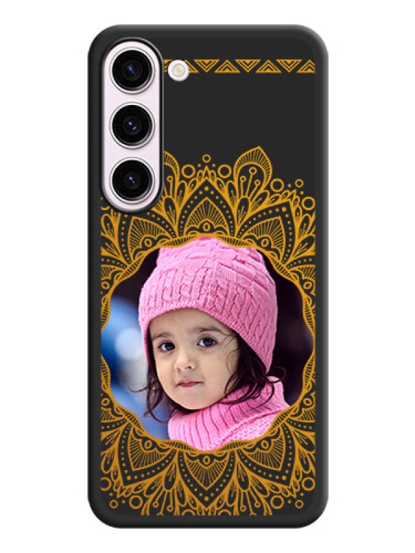 Custom Round Image with Floral Design on Photo on Space Black Soft Matte Mobile Cover - Samsung Galaxy S23 5G