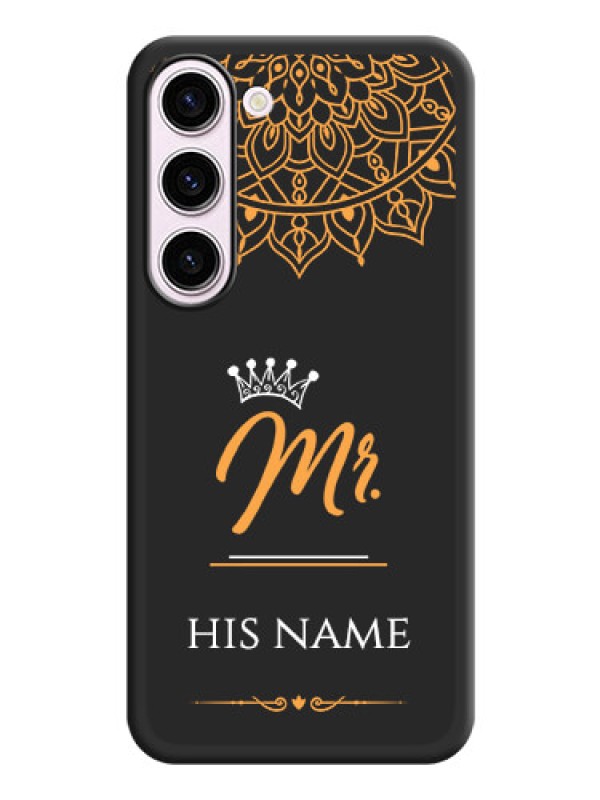 Custom Mr Name with Floral Design  on Personalised Space Black Soft Matte Cases - Samsung Galaxy S23 5G