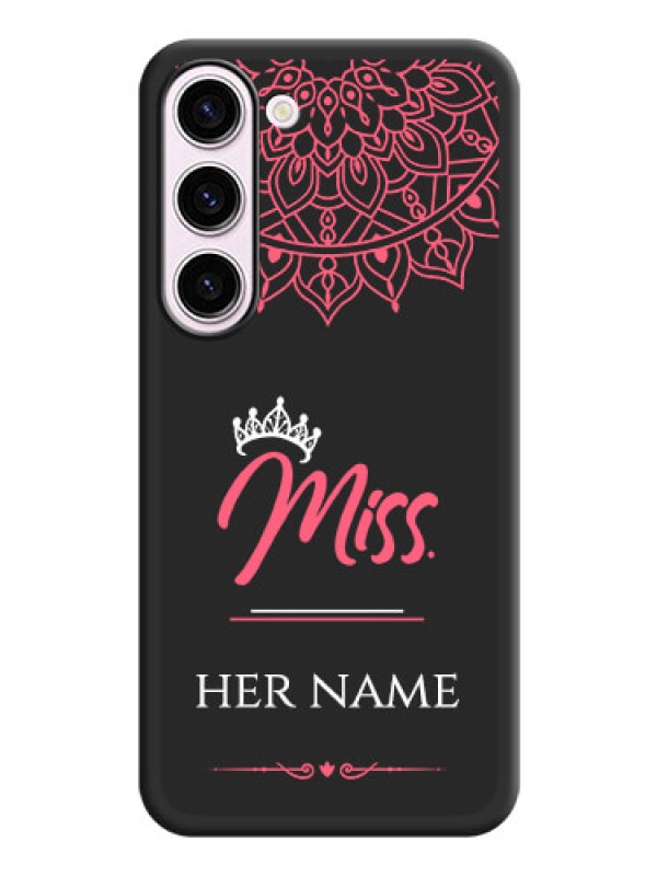Custom Mrs Name with Floral Design on Space Black Personalized Soft Matte Phone Covers - Samsung Galaxy S23 5G