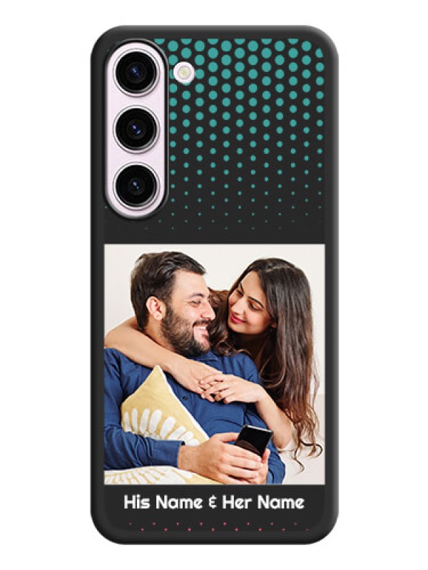 Custom Faded Dots with Grunge Photo Frame and Text on Space Black Custom Soft Matte Phone Cases - Samsung Galaxy S23 5G