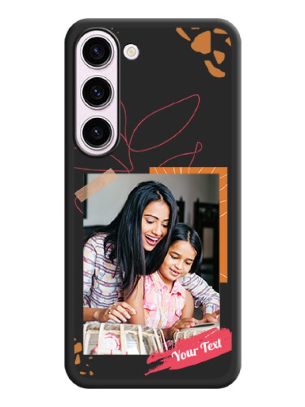 Custom Orange Photo Frame on Space Black Custom Soft Matte Phone Back Cover - Samsung Galaxy S23 5G