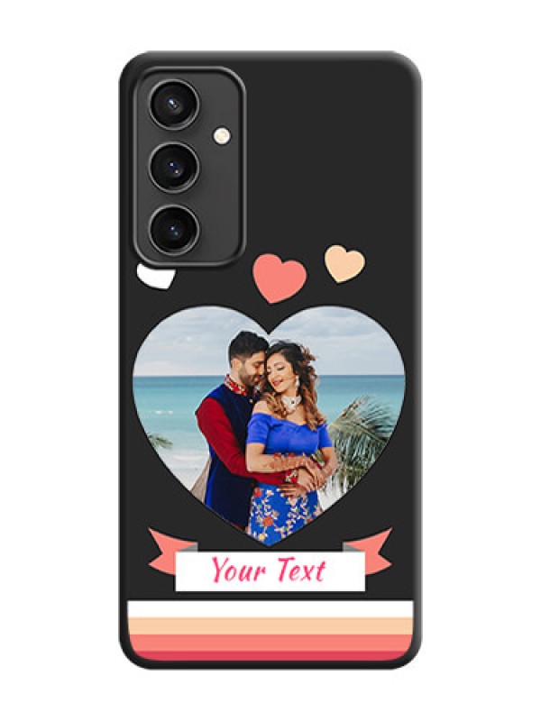 Custom Love Shaped Photo with Colorful Stripes on Personalised Space Black Soft Matte Cases - Galaxy S23 FE 5G