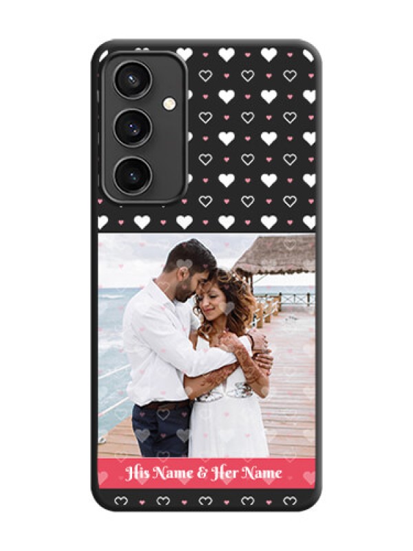 Custom White Color Love Symbols with Text Design - Photo on Space Black Soft Matte Phone Cover - Galaxy S23 FE 5G