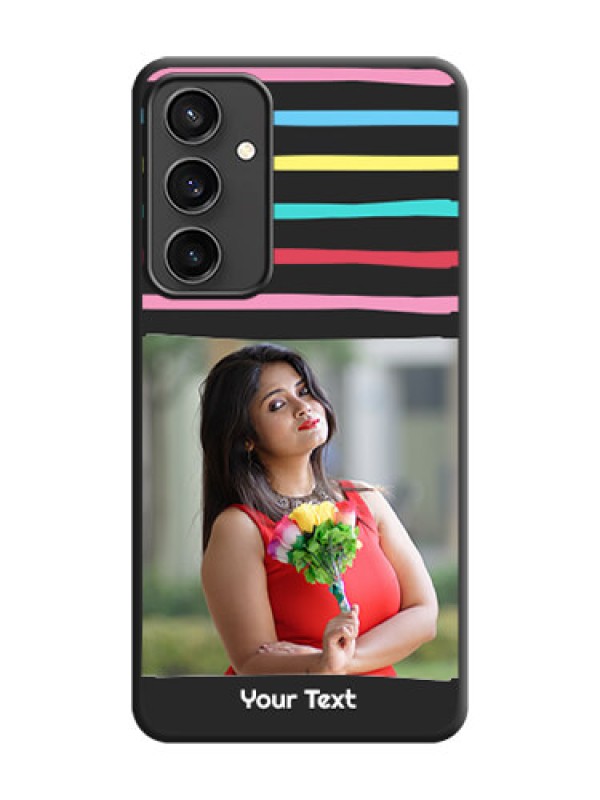 Custom Multicolor Lines with Image on Space Black Personalized Soft Matte Phone Covers - Galaxy S23 FE 5G