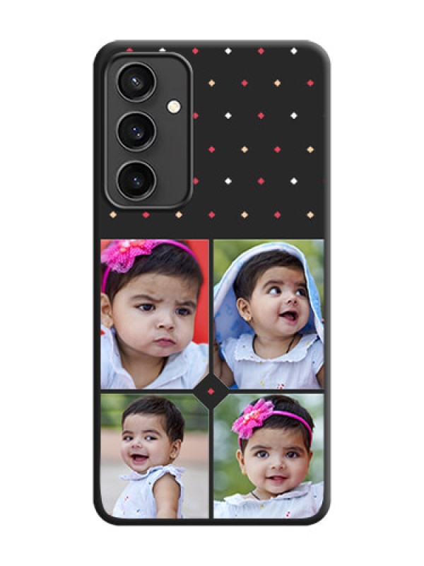 Custom Multicolor Dotted Pattern with 4 Image Holder on Space Black Custom Soft Matte Phone Cases - Galaxy S23 FE 5G
