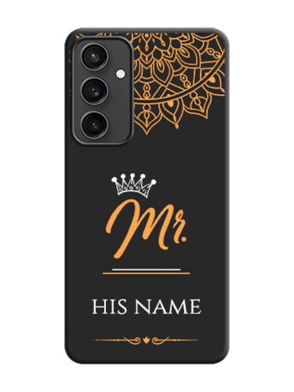 Custom Mr Name with Floral Design on Personalised Space Black Soft Matte Cases - Galaxy S23 FE 5G