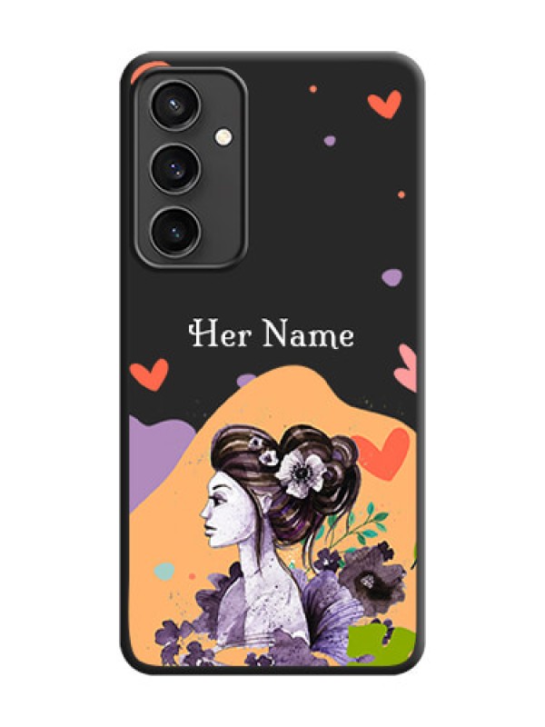 Custom Namecase For Her With Fancy Lady Image On Space Black Personalized Soft Matte Phone Covers - Galaxy S23 FE 5G