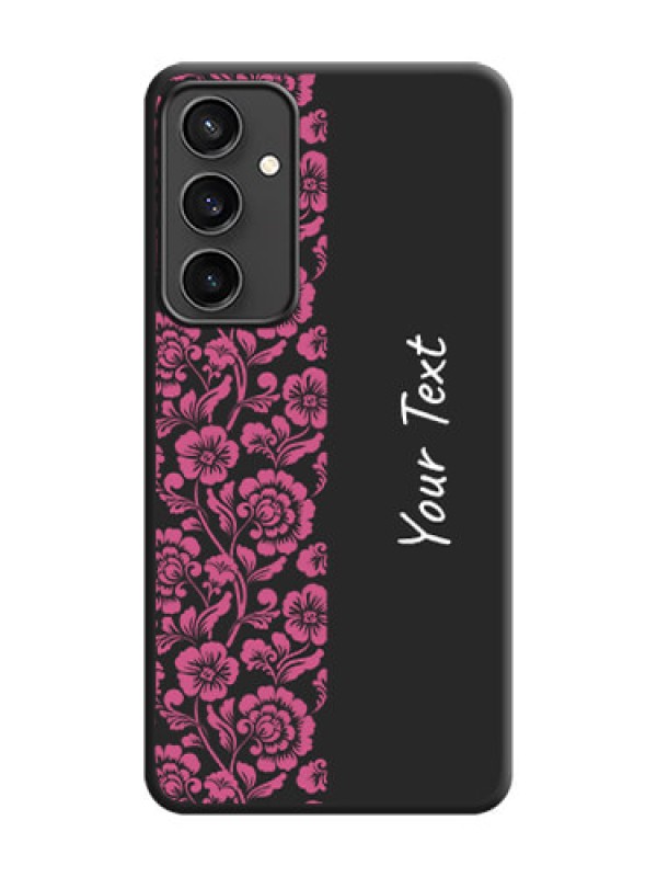 Custom Pink Floral Pattern Design With Custom Text On Space Black Personalized Soft Matte Phone Covers - Galaxy S23 FE 5G