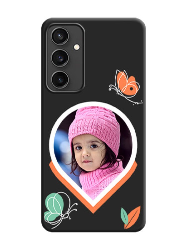 Custom Upload Pic With Simple Butterly Design On Space Black Personalized Soft Matte Phone Covers - Galaxy S23 FE 5G