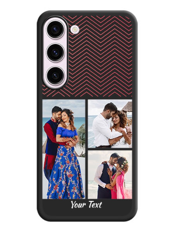 Custom Wave Pattern with 3 Image Holder on Space Black Custom Soft Matte Back Cover - Samsung Galaxy S23 Plus 5G