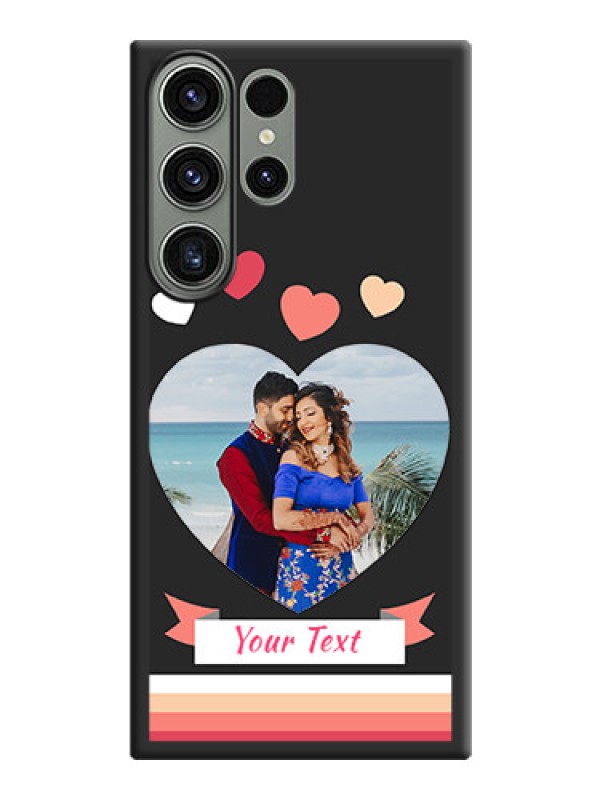 Custom Love Shaped Photo with Colorful Stripes on Personalised Space Black Soft Matte Cases - Samsung Galaxy S23 Ultra 5G