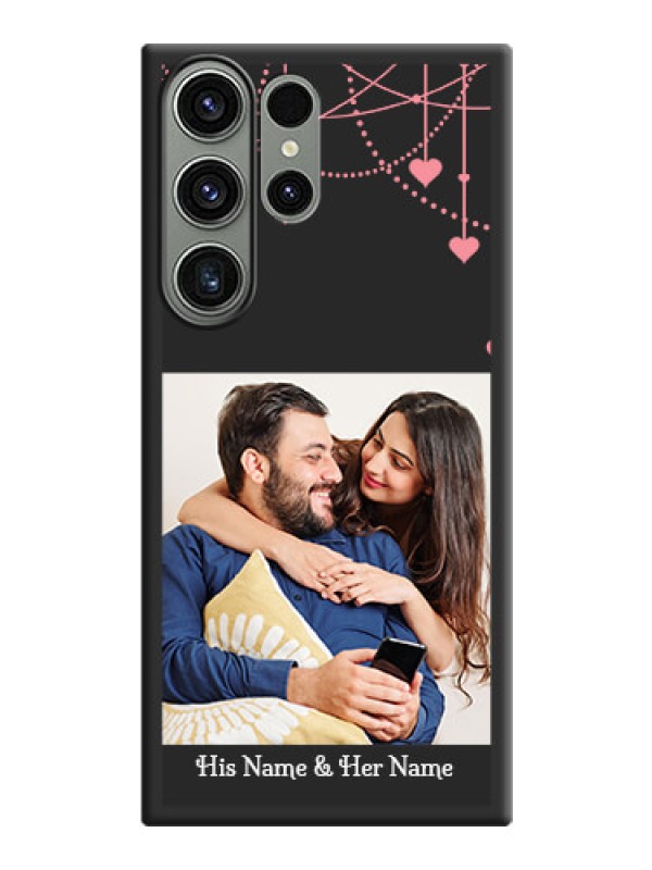 Custom Pink Love Hangings with Text on Space Black Custom Soft Matte Back Cover - Samsung Galaxy S23 Ultra 5G