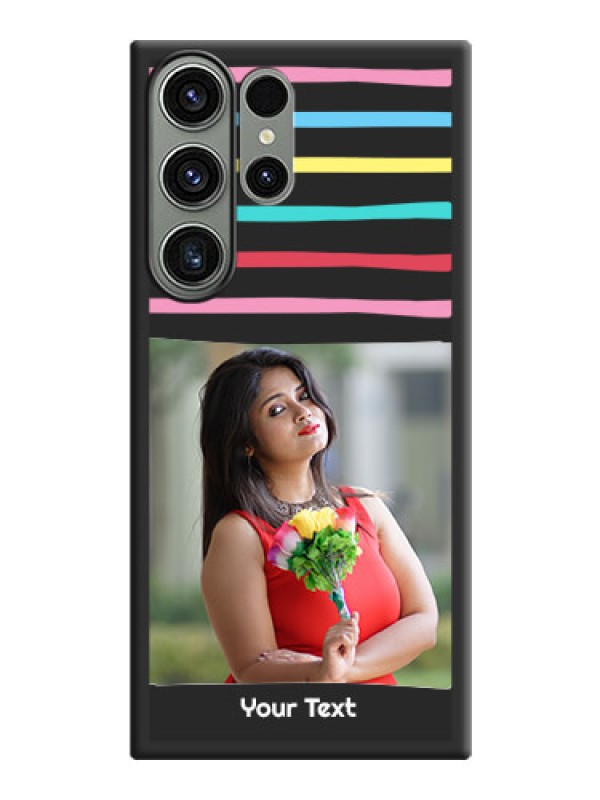Custom Multicolor Lines with Image on Space Black Personalized Soft Matte Phone Covers - Samsung Galaxy S23 Ultra 5G