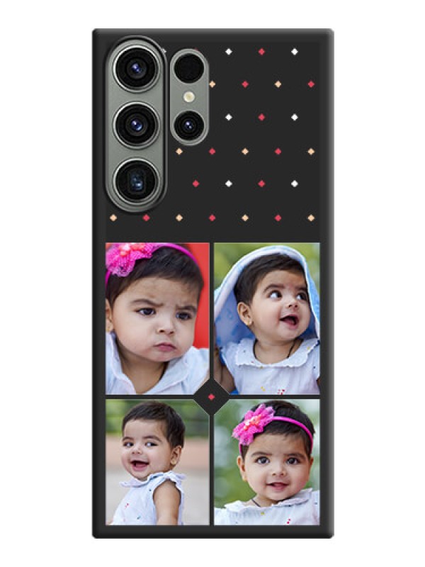 Custom Multicolor Dotted Pattern with 4 Image Holder on Space Black Custom Soft Matte Phone Cases - Samsung Galaxy S23 Ultra 5G