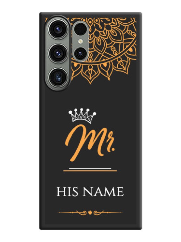 Custom Mr Name with Floral Design  on Personalised Space Black Soft Matte Cases - Samsung Galaxy S23 Ultra 5G