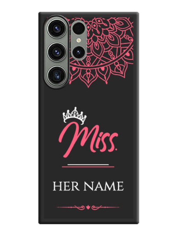 Custom Mrs Name with Floral Design on Space Black Personalized Soft Matte Phone Covers - Samsung Galaxy S23 Ultra 5G