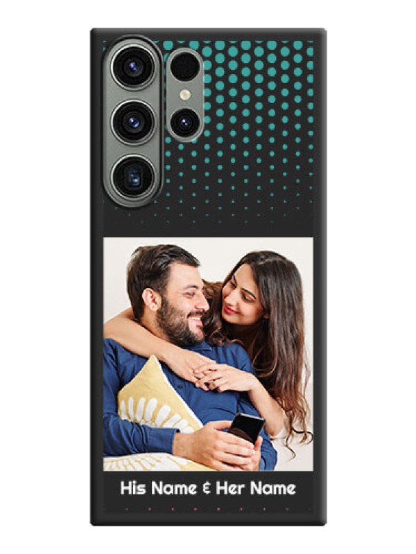Custom Faded Dots with Grunge Photo Frame and Text on Space Black Custom Soft Matte Phone Cases - Samsung Galaxy S23 Ultra 5G
