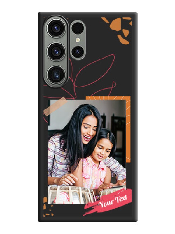 Custom Orange Photo Frame on Space Black Custom Soft Matte Phone Back Cover - Samsung Galaxy S23 Ultra 5G