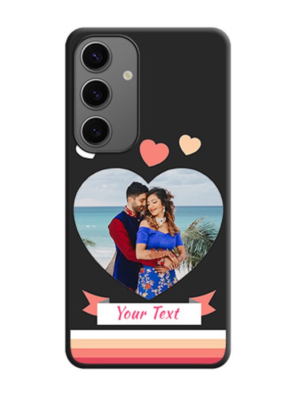 Custom Love Shaped Photo with Colorful Stripes on Personalised Space Black Soft Matte Cases - Galaxy S24 5G